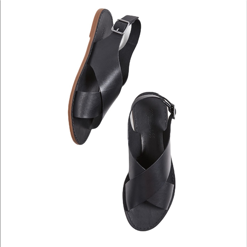 Madewell Boardwalk Crossover Sandals in Black Sz 11